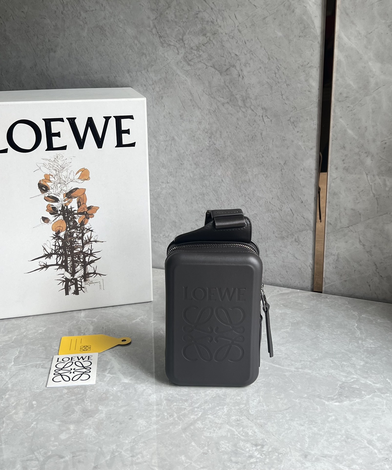 Loewe Molded Sling in Smooth Calfskin Dark Grey